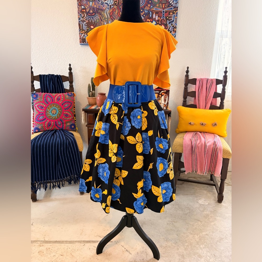 Floral Black and Blue Skirt✨